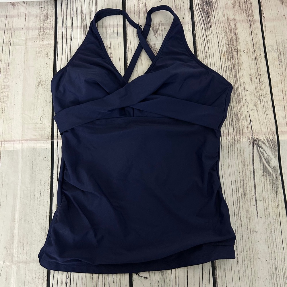 Talisea Navy Blue‎ Twist Front Tankini Swim Top Adjustable Straps Size M NWT